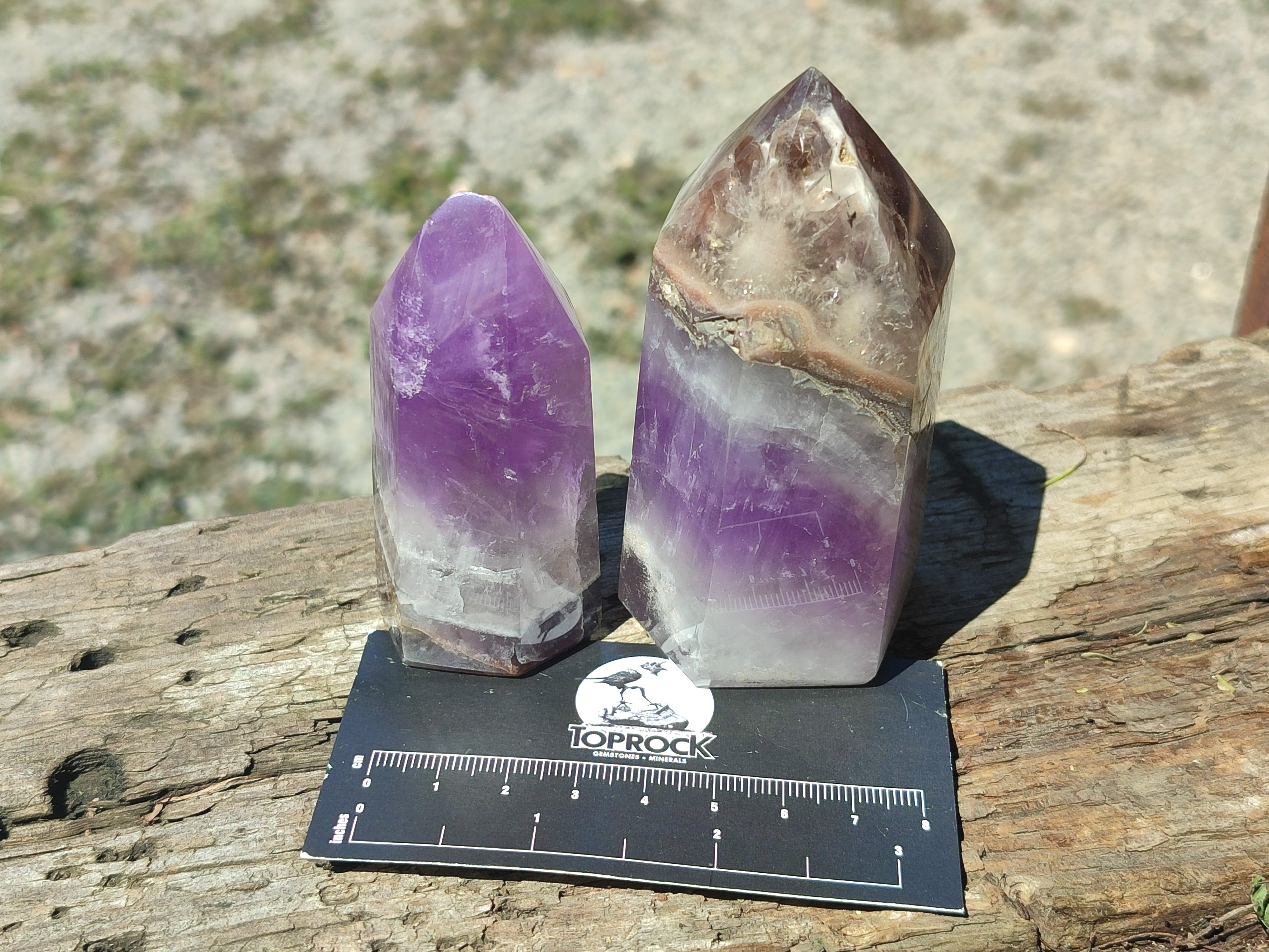 Polished Chevron Amethyst Crystals x 6 From Madagascar - Toprock Gemstones and Minerals 