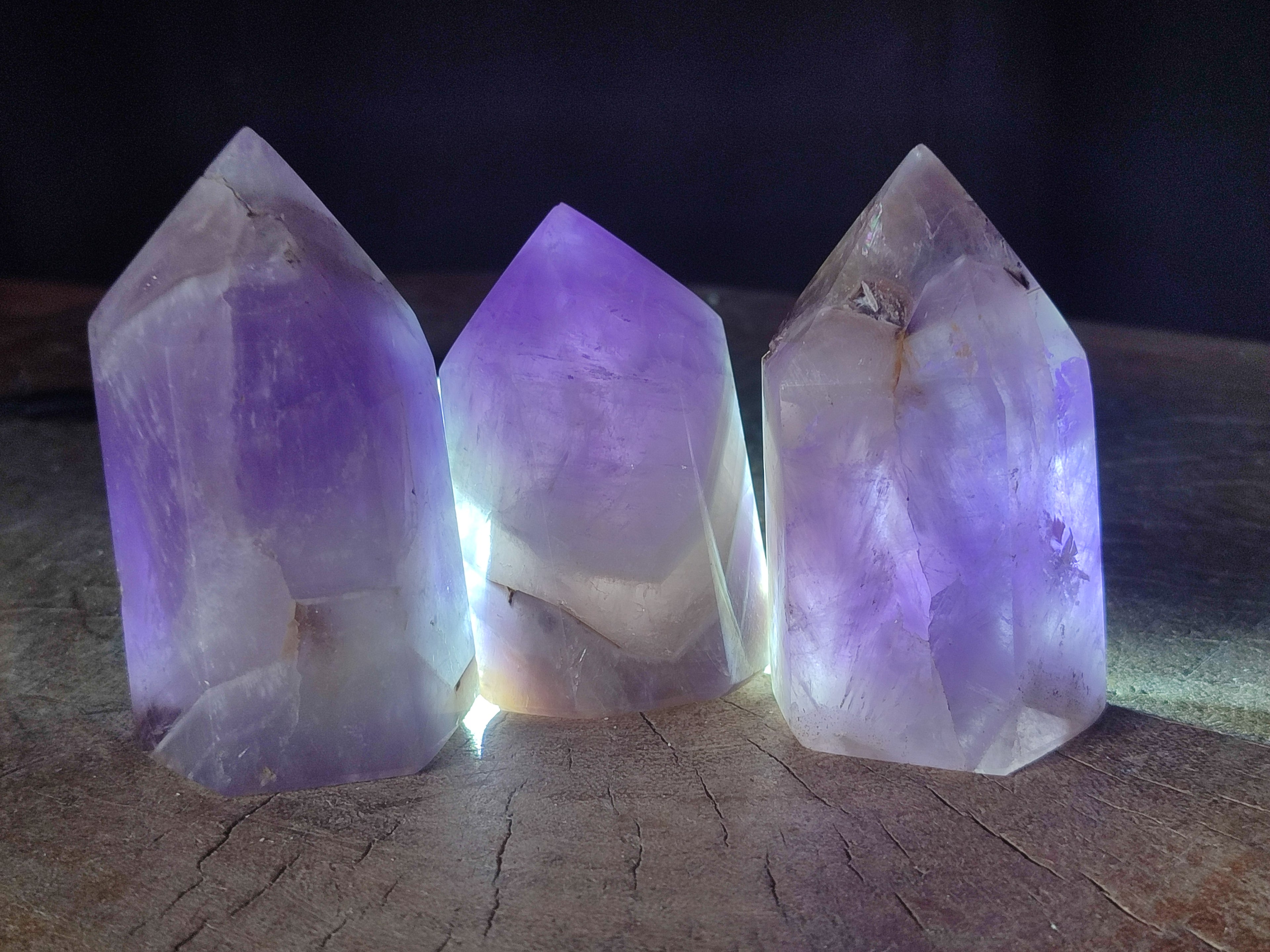 Polished Chevron Amethyst Crystals x 6 From Madagascar - Toprock Gemstones and Minerals 