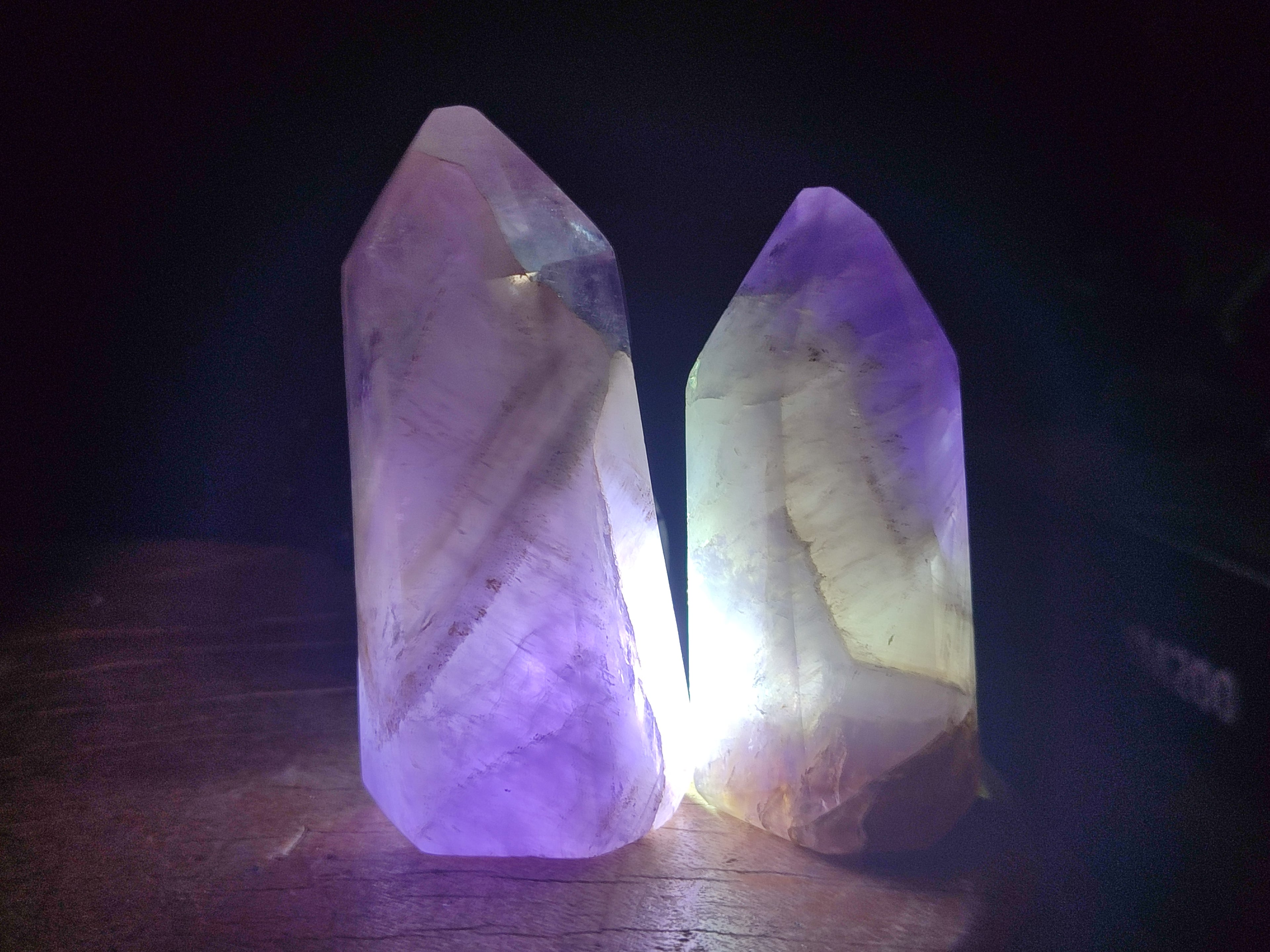 Polished Chevron Amethyst Crystals x 6 From Madagascar - Toprock Gemstones and Minerals 