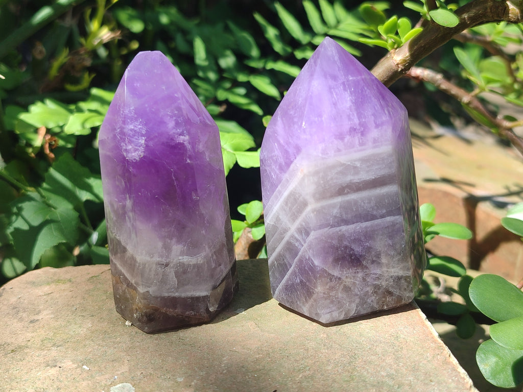 Polished Chevron Amethyst Crystals x 6 From Madagascar - Toprock Gemstones and Minerals 