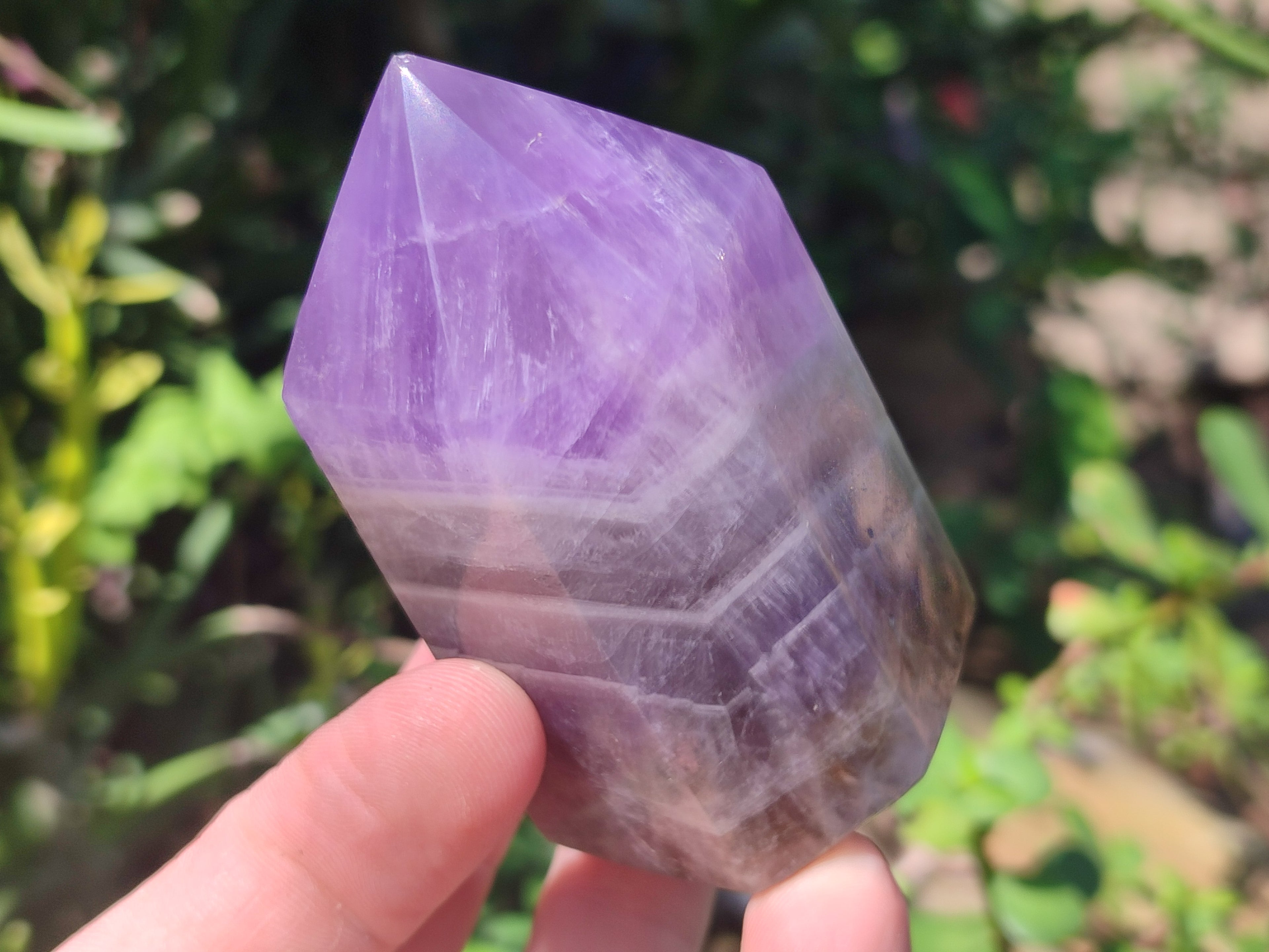 Polished Chevron Amethyst Crystals x 6 From Madagascar - Toprock Gemstones and Minerals 