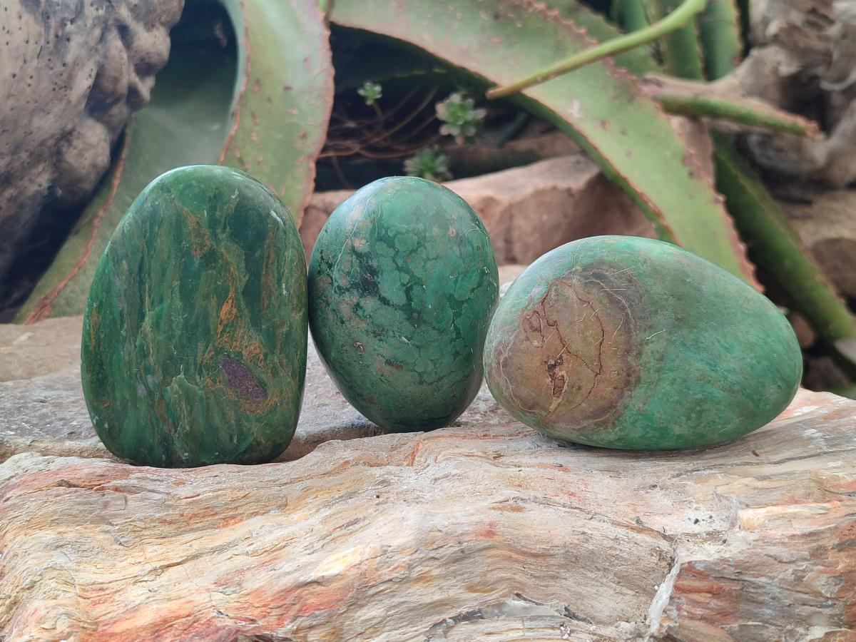 Polished Chrome Verdite Gemstone Palm Stones x 12 From Zimbabwe - Toprock Gemstones and Minerals 