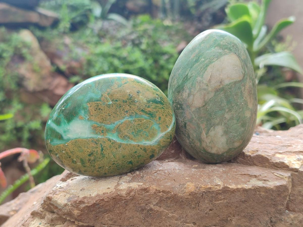 Polished Chrome Verdite Gemstone Palm Stones x 12 From Zimbabwe - Toprock Gemstones and Minerals 