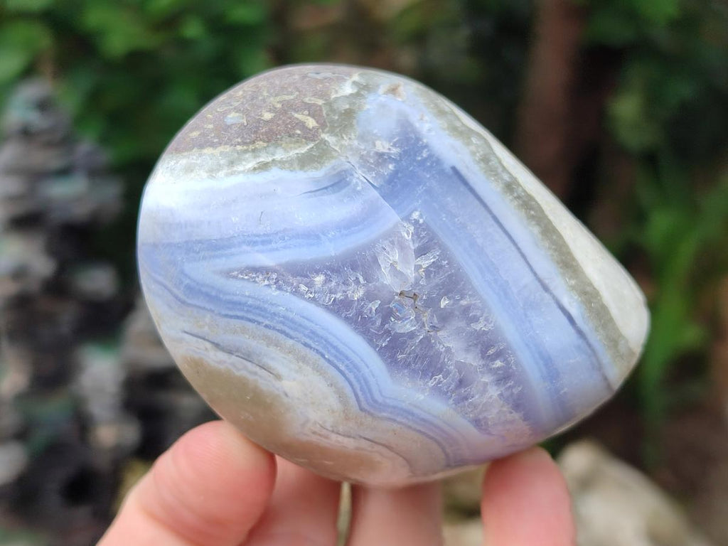 Polished Blue Lace Agate Standing Free Forms x 3 From Nsanje, Malawi - Toprock Gemstones and Minerals 
