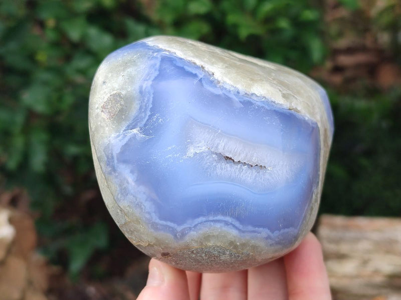 Polished Blue Lace Agate Standing Free Forms x 3 From Nsanje, Malawi - Toprock Gemstones and Minerals 