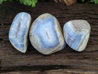 Polished Blue Lace Agate Standing Free Forms x 3 From Nsanje, Malawi - Toprock Gemstones and Minerals 