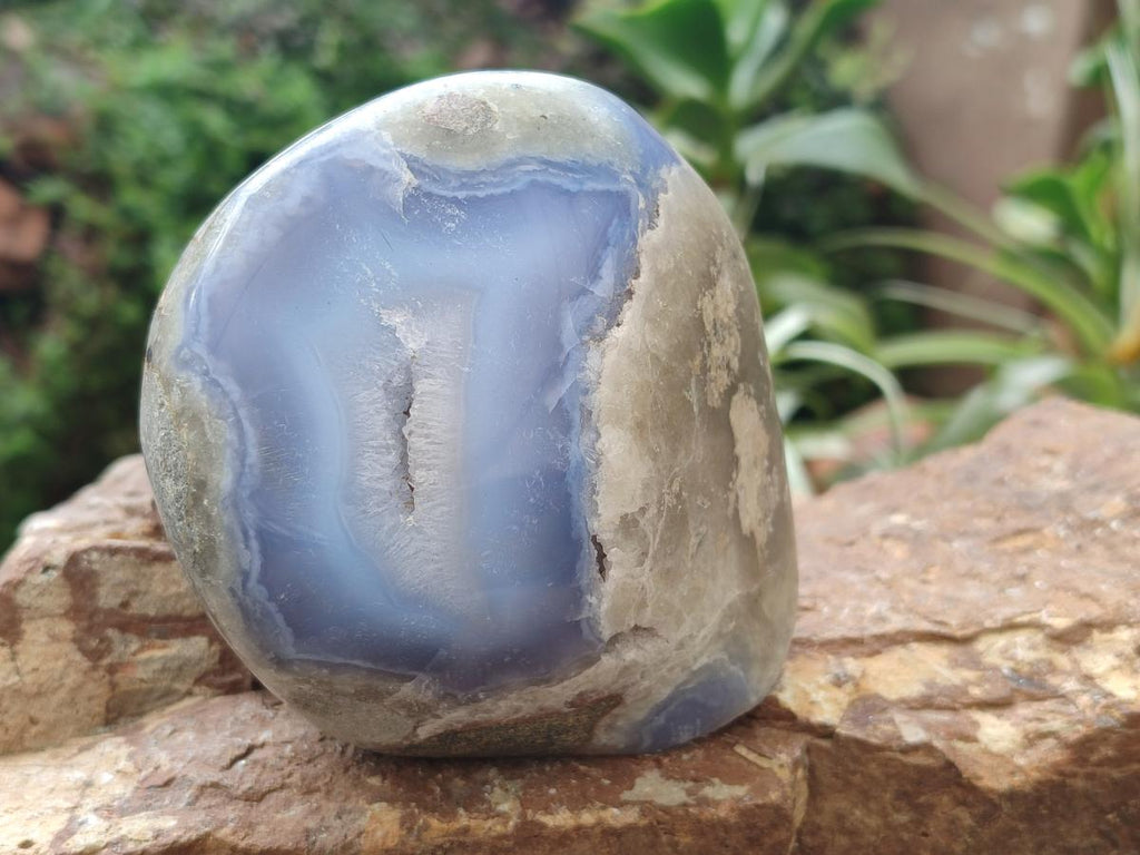 Polished Blue Lace Agate Standing Free Forms x 3 From Nsanje, Malawi - Toprock Gemstones and Minerals 