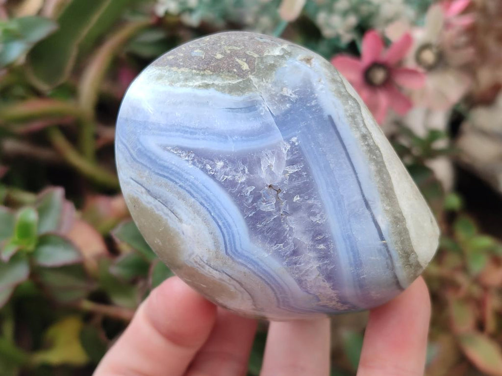 Polished Blue Lace Agate Standing Free Forms x 3 From Nsanje, Malawi - Toprock Gemstones and Minerals 