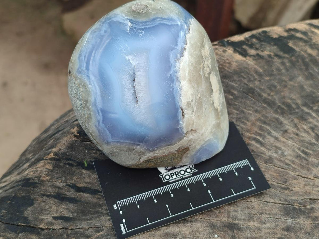 Polished Blue Lace Agate Standing Free Forms x 3 From Nsanje, Malawi - Toprock Gemstones and Minerals 