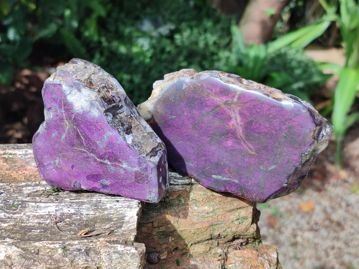Polished Metallic Purpurite Slices x 3 From Erongo, Namibia - Toprock Gemstones and Minerals 