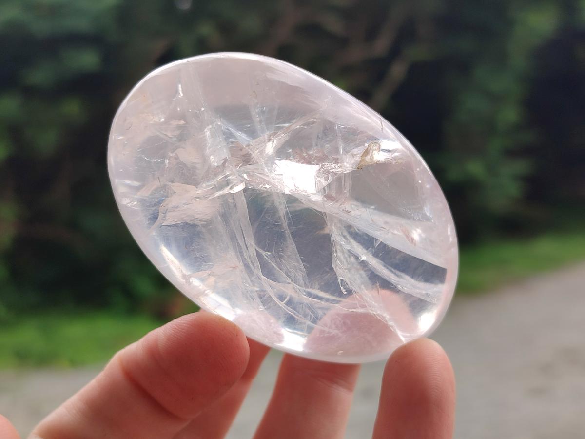 Polished Girasol Pearl Quartz Palm Stones x 6 From Ambatondrazaka, Madagascar - Toprock Gemstones and Minerals 