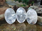 Polished Girasol Pearl Quartz Palm Stones x 6 From Ambatondrazaka, Madagascar - Toprock Gemstones and Minerals 