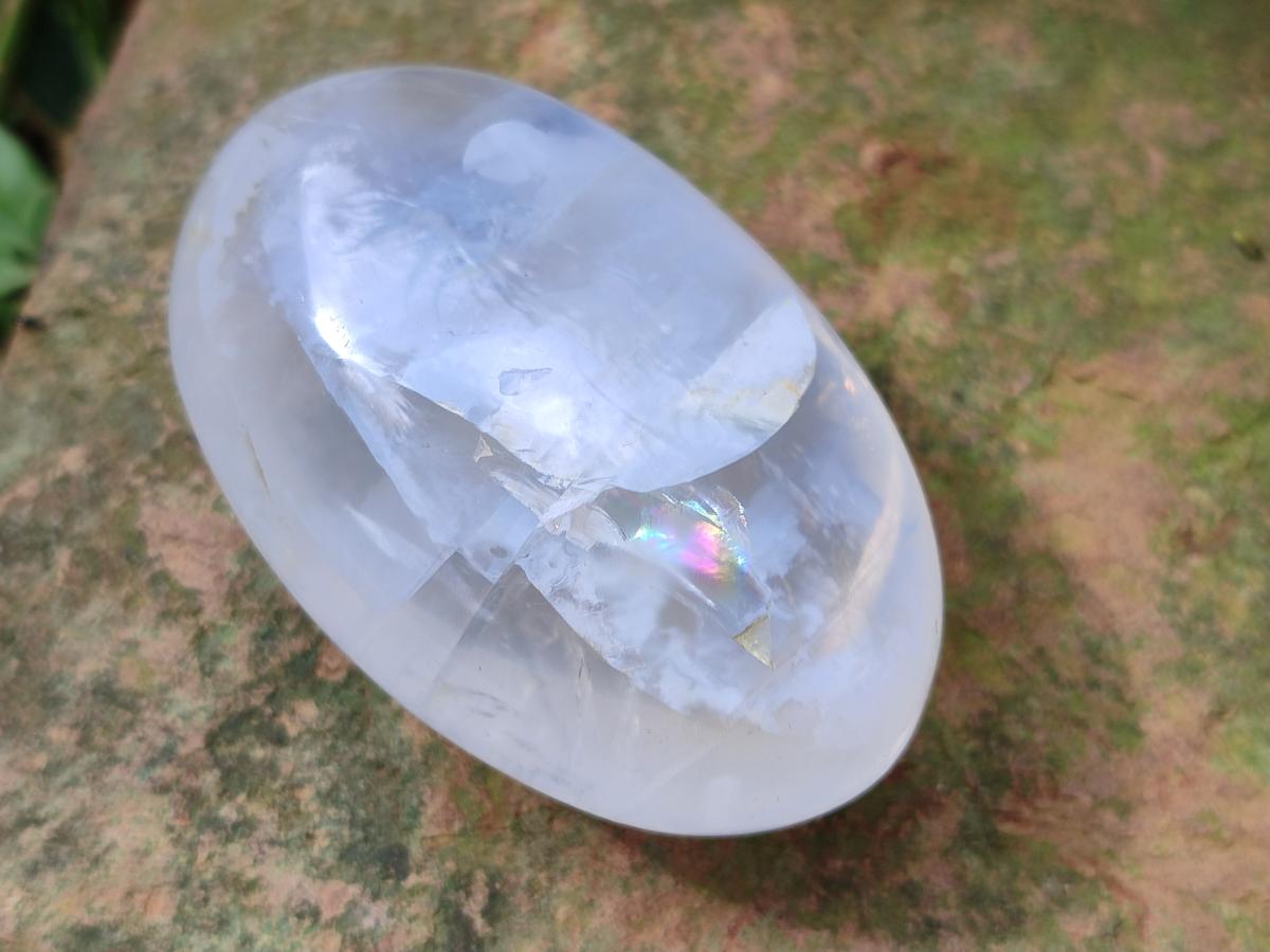 Polished Girasol Pearl Quartz Palm Stones x 6 From Ambatondrazaka, Madagascar - Toprock Gemstones and Minerals 