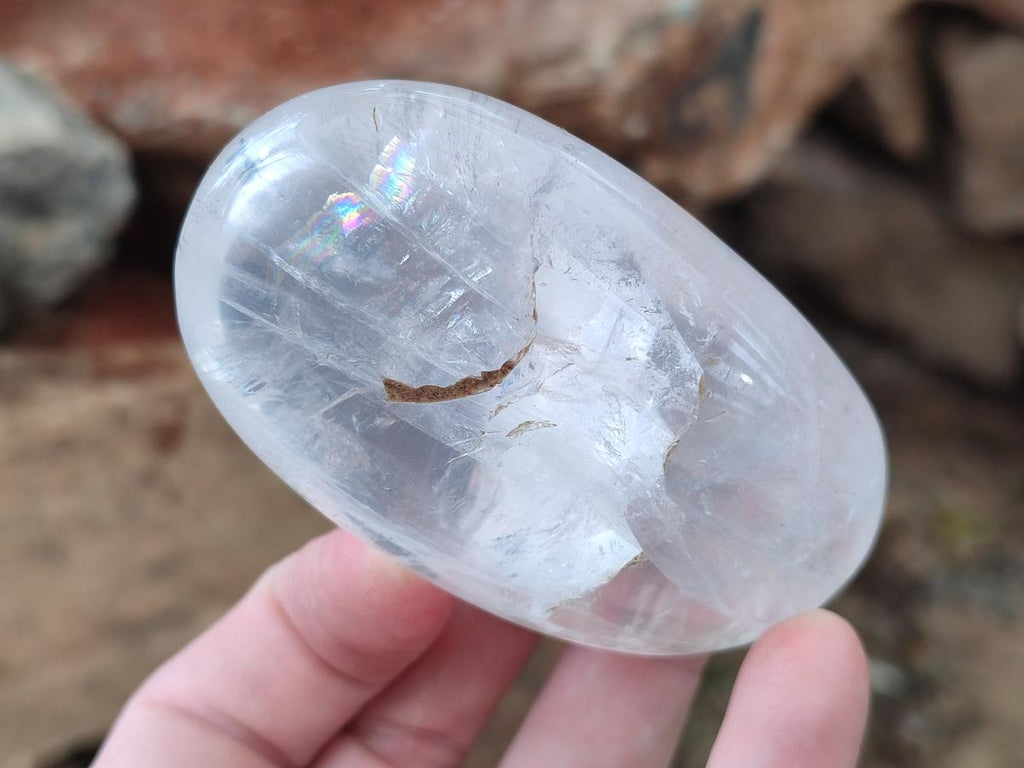 Polished Girasol Pearl Quartz Palm Stones x 6 From Ambatondrazaka, Madagascar - Toprock Gemstones and Minerals 