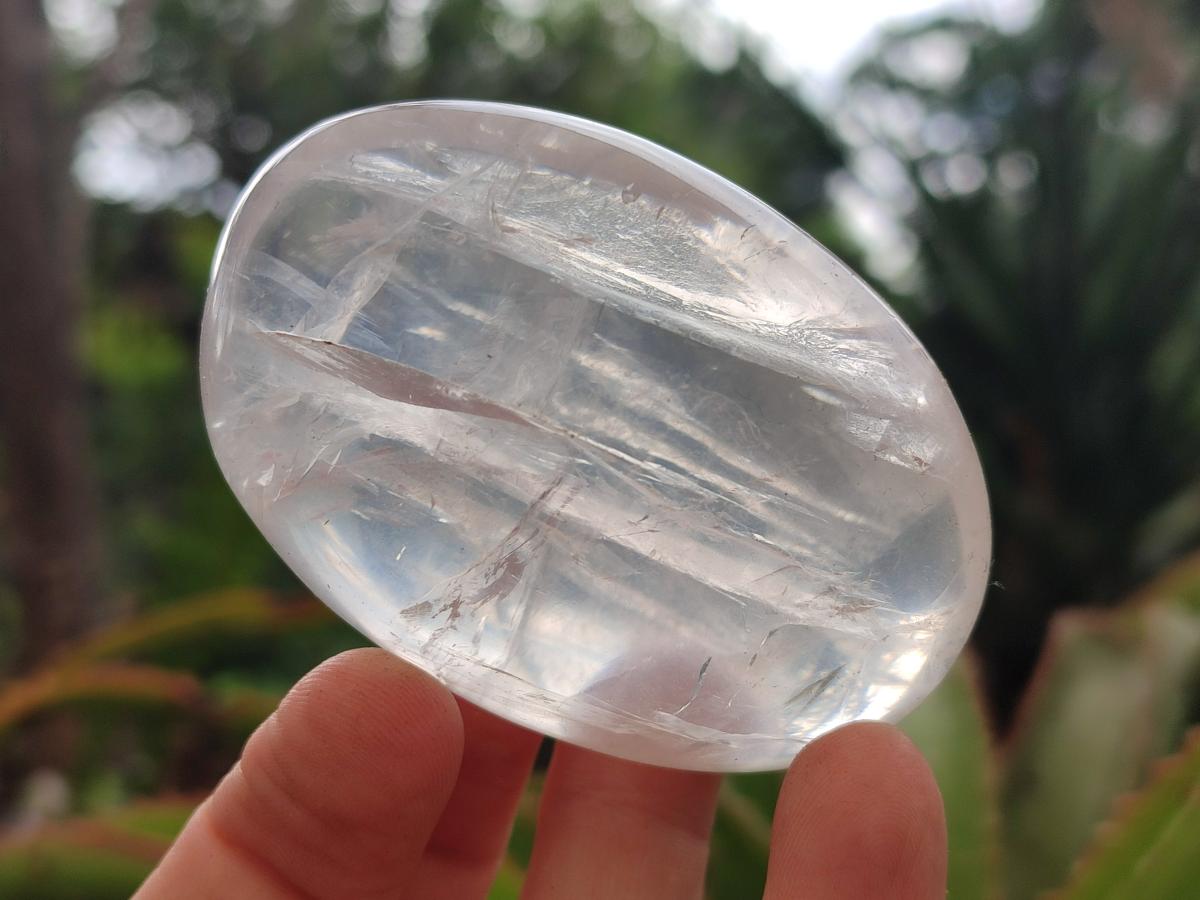 Polished Girasol Pearl Quartz Palm Stones x 6 From Ambatondrazaka, Madagascar - Toprock Gemstones and Minerals 