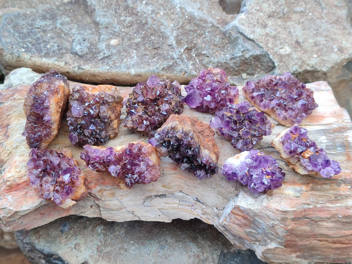 Natural Dark Purple Amethyst Quartz Crystal Plates x 63 From Boekenhouthoek, South Africa - Toprock Gemstones and Minerals 