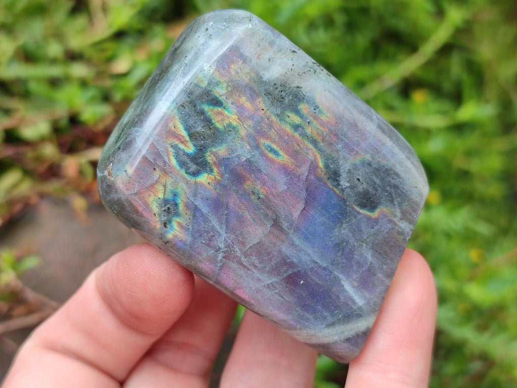 Polished Rare Purple Sunset Flash Labradorite Standing Free Forms x 12 From Madagascar - Toprock Gemstones and Minerals 