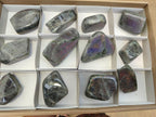 Polished Rare Purple Sunset Flash Labradorite Standing Free Forms x 12 From Madagascar - Toprock Gemstones and Minerals 