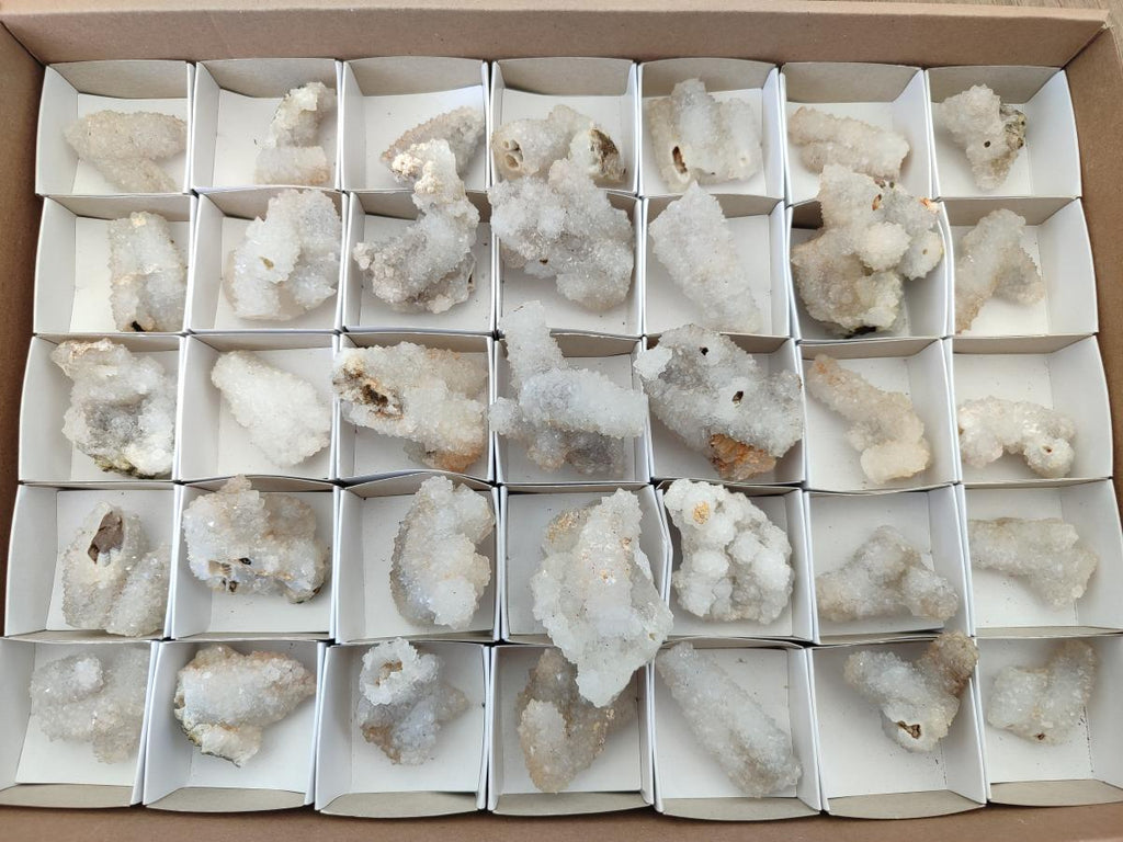 Natural Small Drusy Snow Finger Crystal Clusters x 35 From Albert's Mountain, Lesotho - Toprock Gemstones and Minerals 