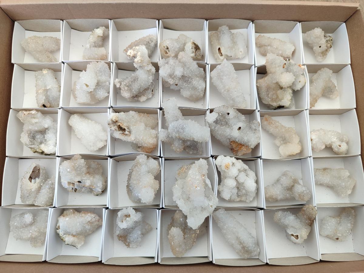 Natural Small Drusy Snow Finger Crystal Clusters x 35 From Albert's Mountain, Lesotho - Toprock Gemstones and Minerals 