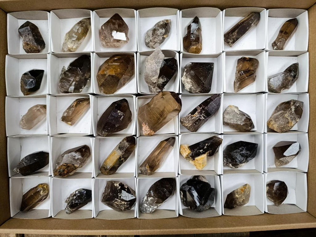 Natural Smokey Quartz Crystals x 35 From Mulanje, Malawi - Toprock Gemstones and Minerals 