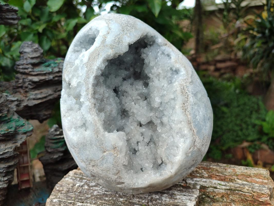 Polished Large Blue Celestite Egg x 1 From Sakoany, Madagascar - Toprock Gemstones and Minerals 