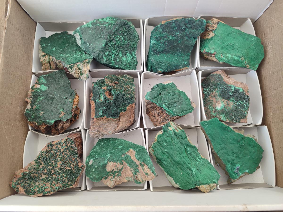 Natural Botryoidal Crystalline Malachite Specimens x 12 From Tenke Fungurume, Congo - Toprock Gemstones and Minerals 