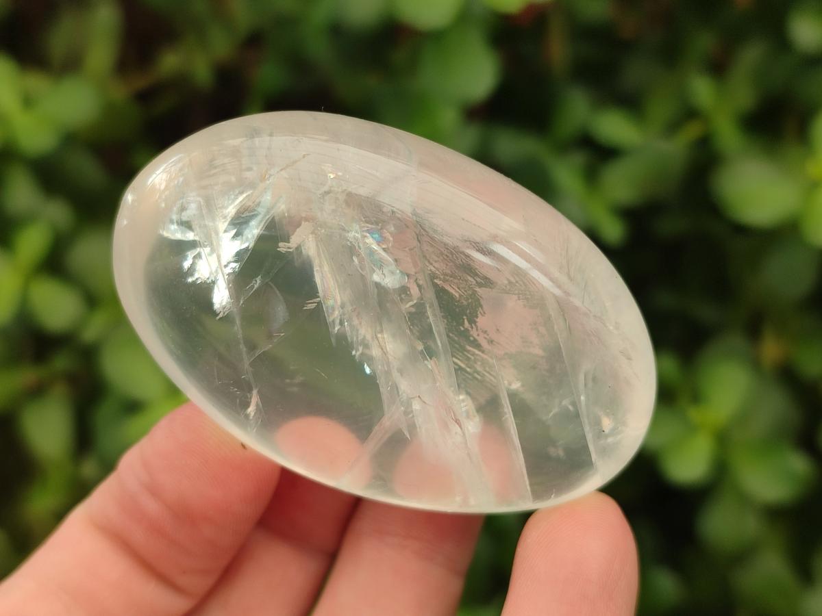 Polished Girasol Pearl Quartz Palm Stones x 12 From Ambatondrazaka, Madagascar - Toprock Gemstones and Minerals 