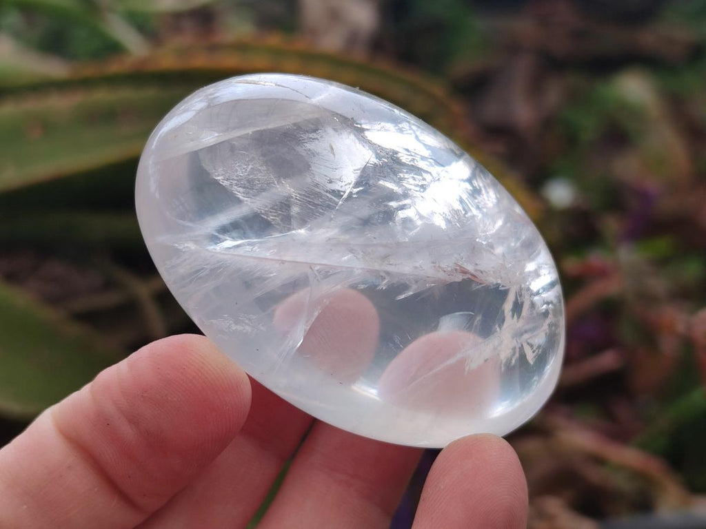 Polished Girasol Pearl Quartz Palm Stones x 12 From Ambatondrazaka, Madagascar - Toprock Gemstones and Minerals 