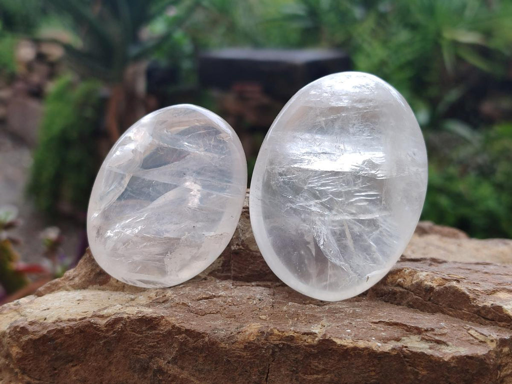 Polished Girasol Pearl Quartz Palm Stones x 12 From Ambatondrazaka, Madagascar - Toprock Gemstones and Minerals 