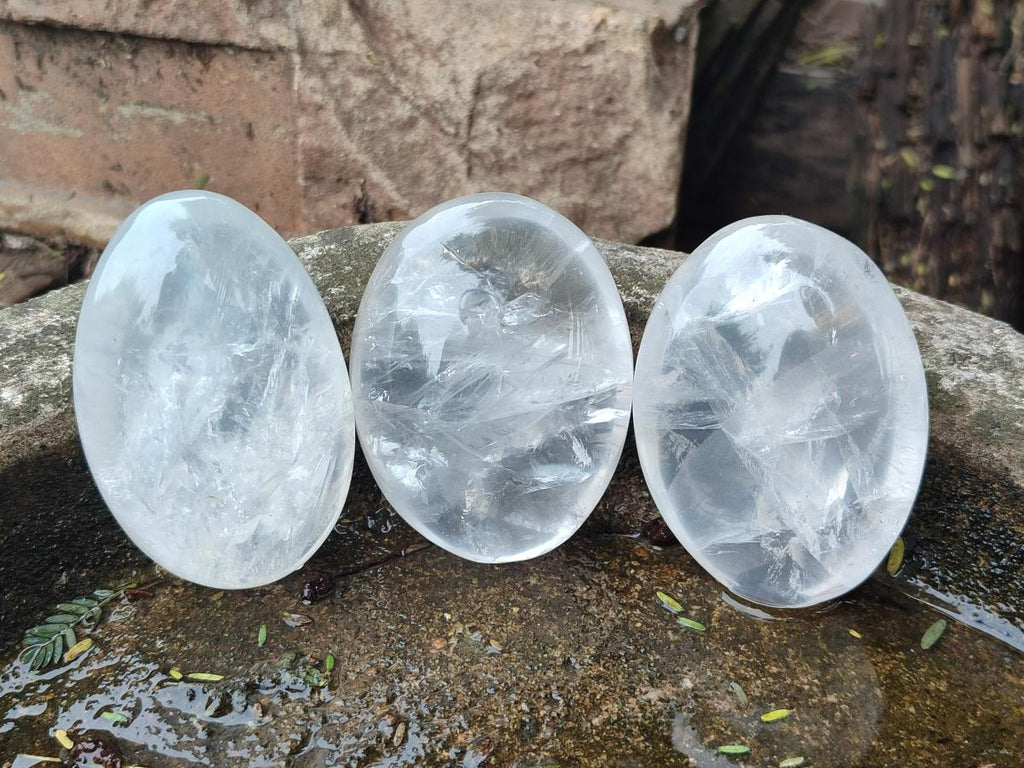Polished Girasol Pearl Quartz Palm Stones x 12 From Ambatondrazaka, Madagascar - Toprock Gemstones and Minerals 