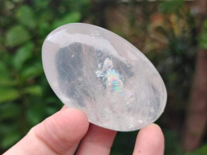 Polished Girasol Pearl Quartz Palm Stones x 12 From Ambatondrazaka, Madagascar - Toprock Gemstones and Minerals 