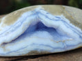 Polished On One Side Blue Lace Agate Geodes x 6 From Nsanje, Malawi - Toprock Gemstones and Minerals 