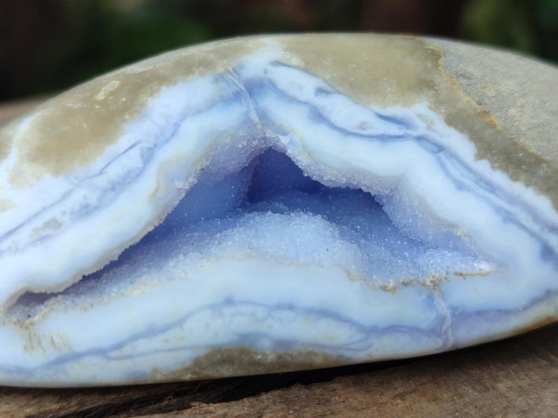 Polished On One Side Blue Lace Agate Geodes x 6 From Nsanje, Malawi - Toprock Gemstones and Minerals 