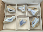 Polished On One Side Blue Lace Agate Geodes x 6 From Nsanje, Malawi - Toprock Gemstones and Minerals 