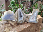 Polished On One Side Blue Lace Agate Geodes x 6 From Nsanje, Malawi - Toprock Gemstones and Minerals 