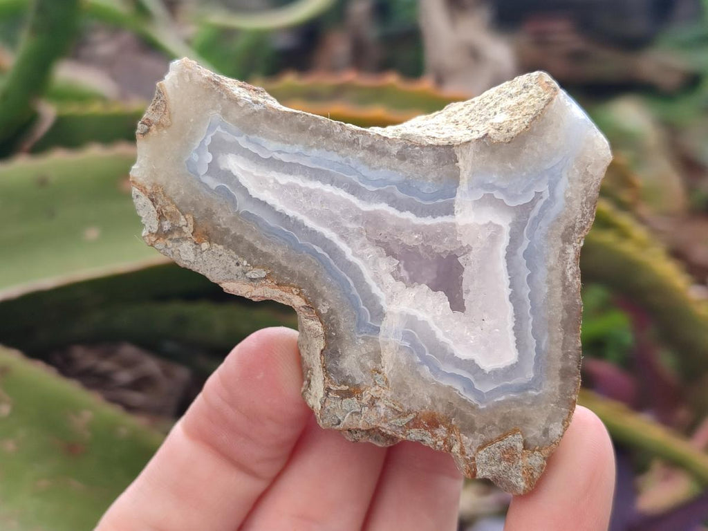 Polished On One Side Blue Lace Agate Geodes x 6 From Nsanje, Malawi - Toprock Gemstones and Minerals 