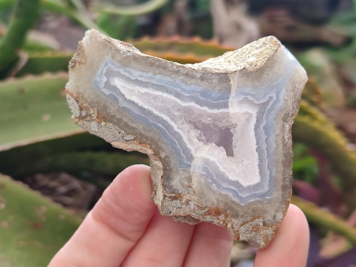 Polished On One Side Blue Lace Agate Geodes x 6 From Nsanje, Malawi - Toprock Gemstones and Minerals 