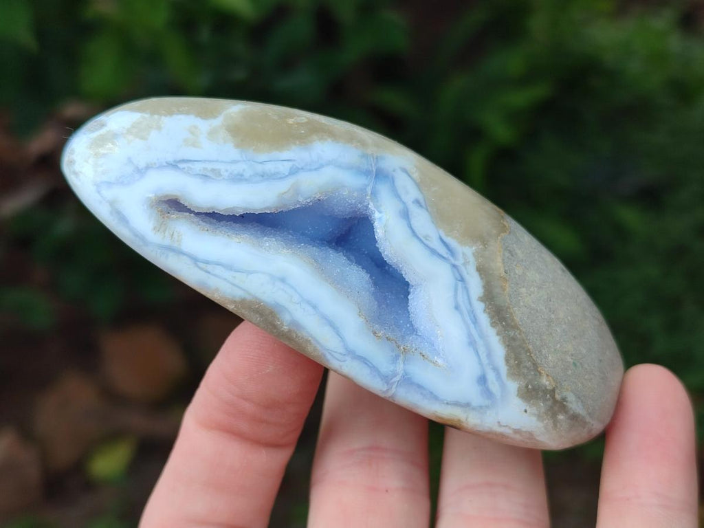 Polished On One Side Blue Lace Agate Geodes x 6 From Nsanje, Malawi - Toprock Gemstones and Minerals 