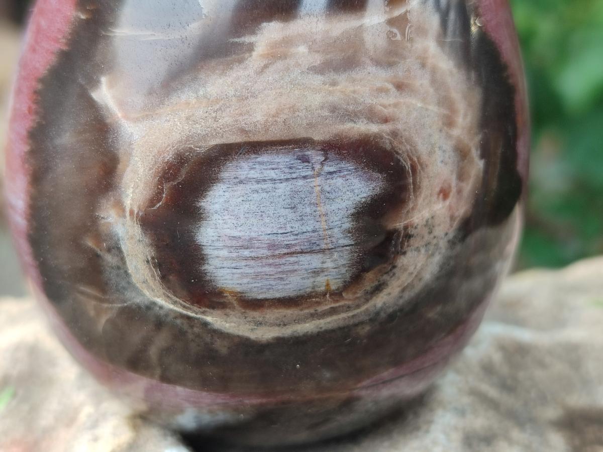 Polished Red Podocarpus Petrified Wood Eggs x 2 From Mahajanga, Madagascar - Toprock Gemstones and Minerals 