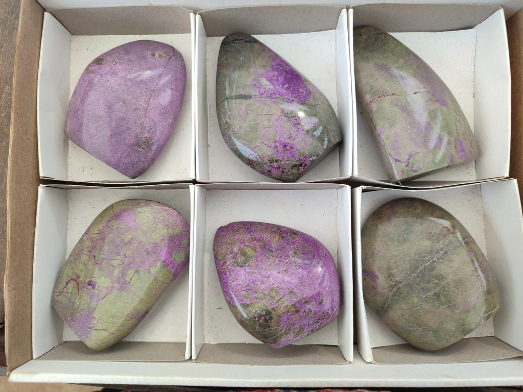 Polished Stichtite Standing Free Forms x 6 From Barberton, South Africa - Toprock Gemstones and Minerals 