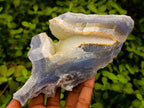 Natural Etched Blue Chalcedony Geodes x 4 From Nsanje, Malawi - Toprock Gemstones and Minerals 