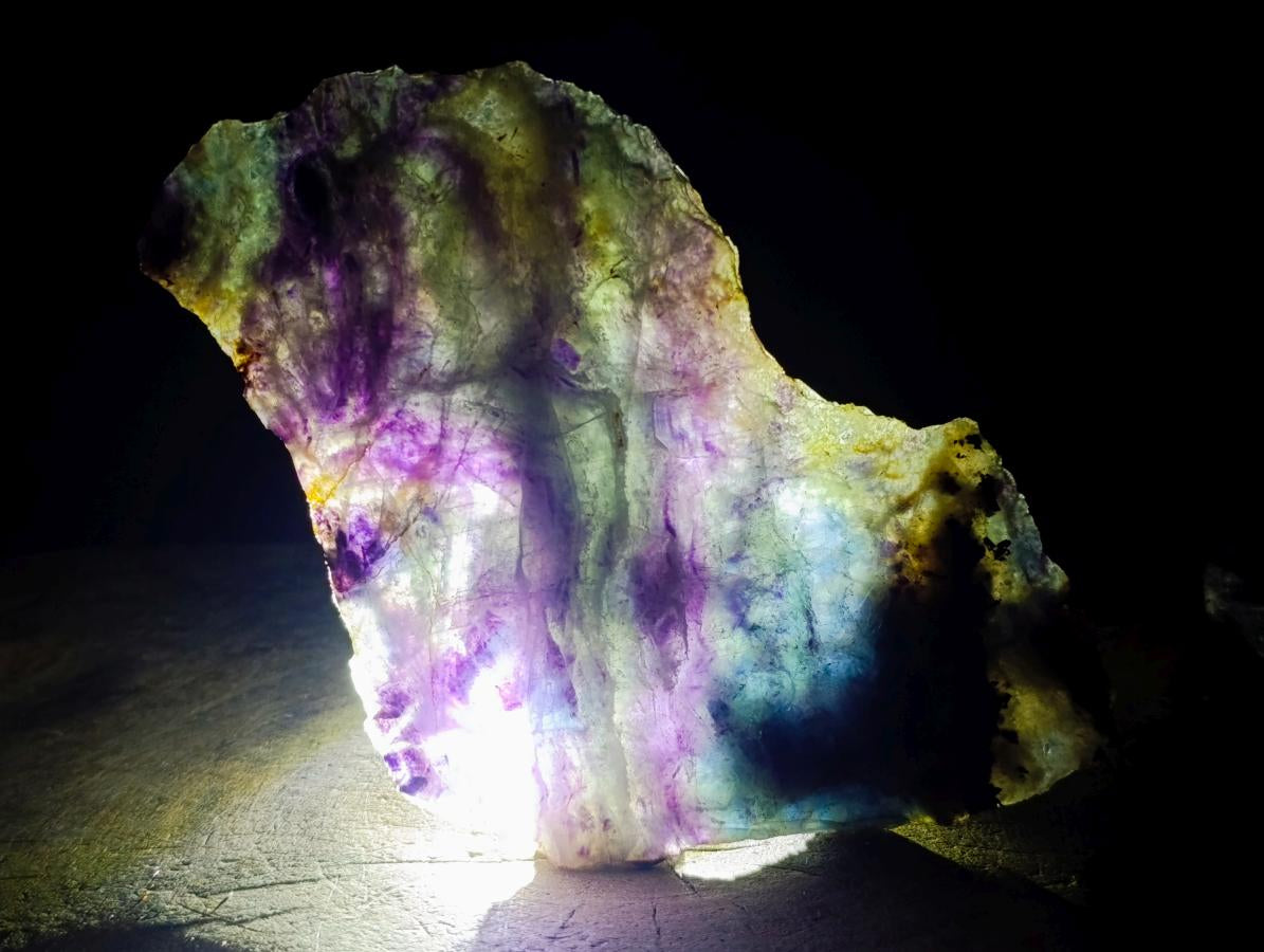 Polished Watermelon Fluorite Slices x 3 From Uis, Namibia - Toprock Gemstones and Minerals 