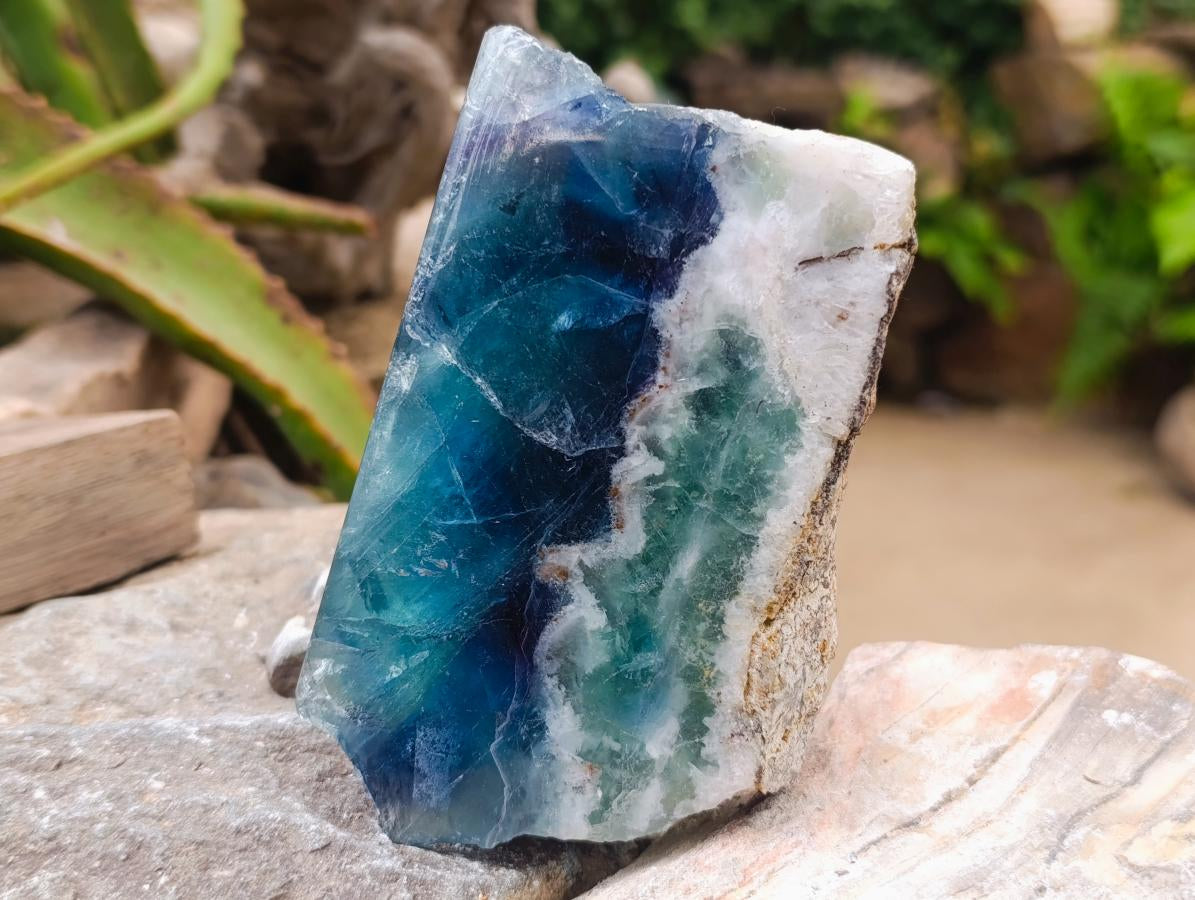 Polished Watermelon Fluorite Slices x 3 From Uis, Namibia - Toprock Gemstones and Minerals 