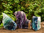 Polished Watermelon Fluorite Slices x 3 From Uis, Namibia - Toprock Gemstones and Minerals 