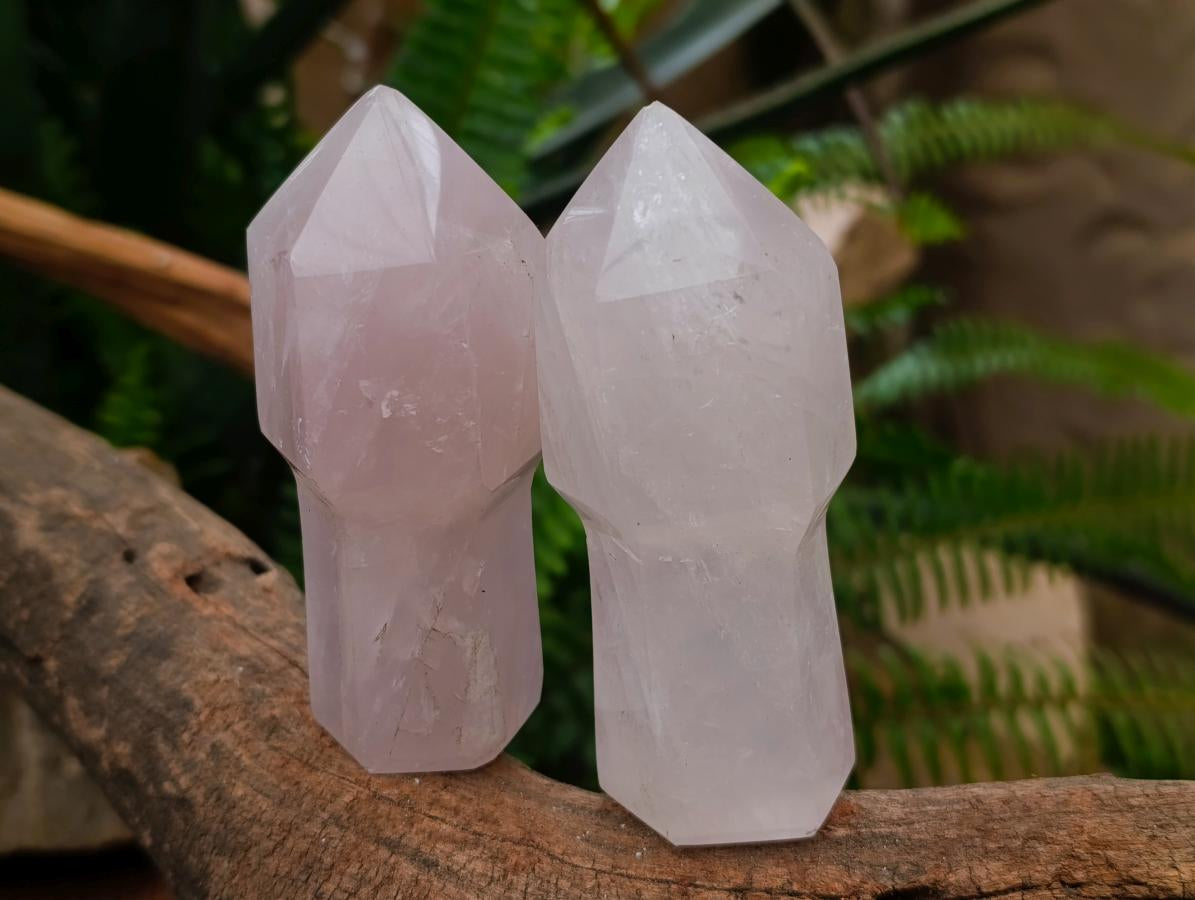 Polished Gemmy Rose Quartz Crystal Sceptres x 6 From Madagascar - Toprock Gemstones and Minerals 