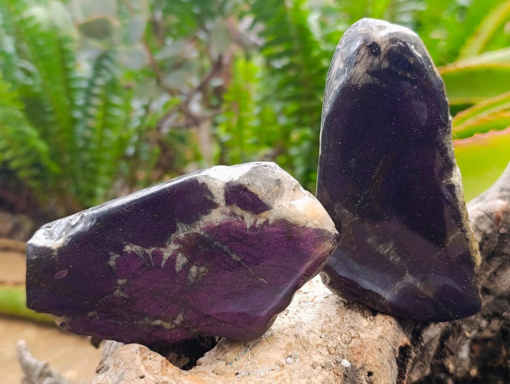 Polished One Side Metallic Purpurite Specimens x 6 From Erongo Namibia - Toprock Gemstones and Minerals 