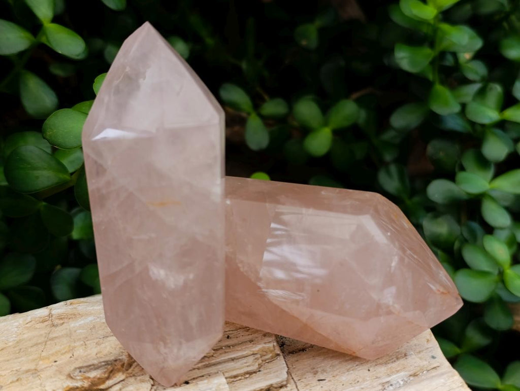 Polished Gemmy Rose Quartz Crystals x 6 From Madagascar - Toprock Gemstones and Minerals 