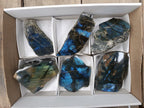 Polished One Side Labradorite Display Pieces x 6 From Madagascar - Toprock Gemstones and Minerals 