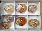 Polished Flower Agate Hearts x 7 From Antsahalova, Madagascar - Toprock Gemstones and Minerals 